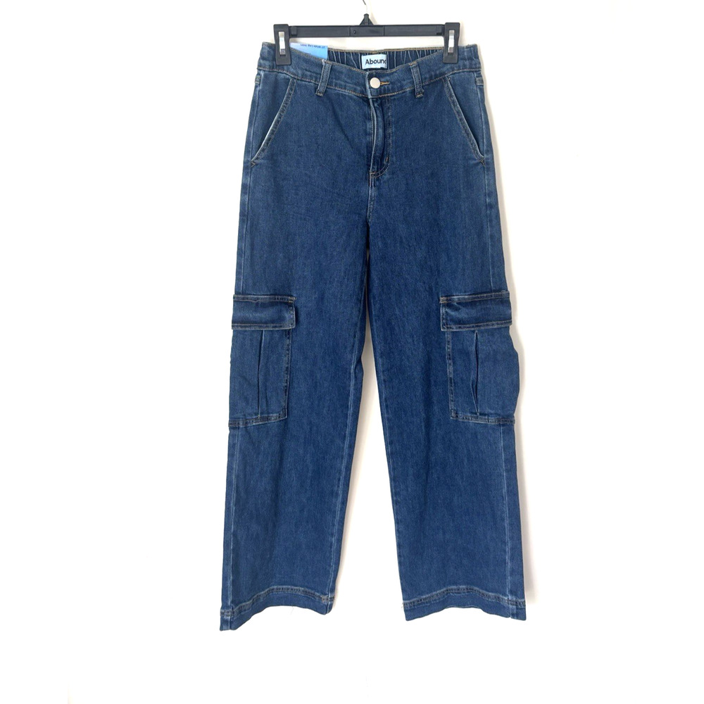 Abound Jeans Womens 27 Cargo Elastic Waist Straight Leg Relaxed
